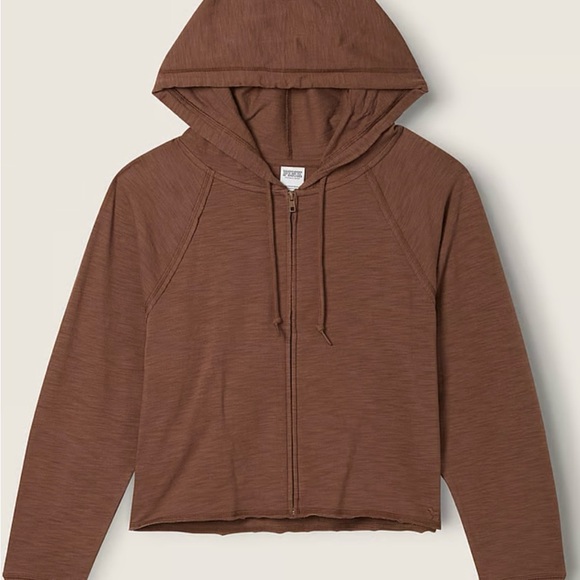 PINK Victoria's Secret Tops - PINK Victoria's Secret Chocolate Brown Zip Hoodie